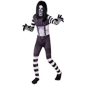NEW Laughing Jack Morphcostumes Black White Costume Boy Medium 8-10 Bodysuit Wig